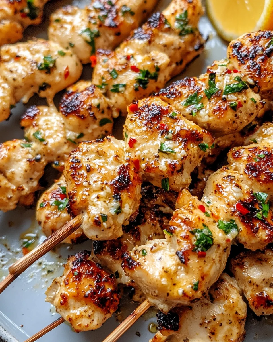 Garlic Parmesan Chicken Skewers