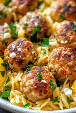 Greek Chicken Meatballs with Lemon Orzo