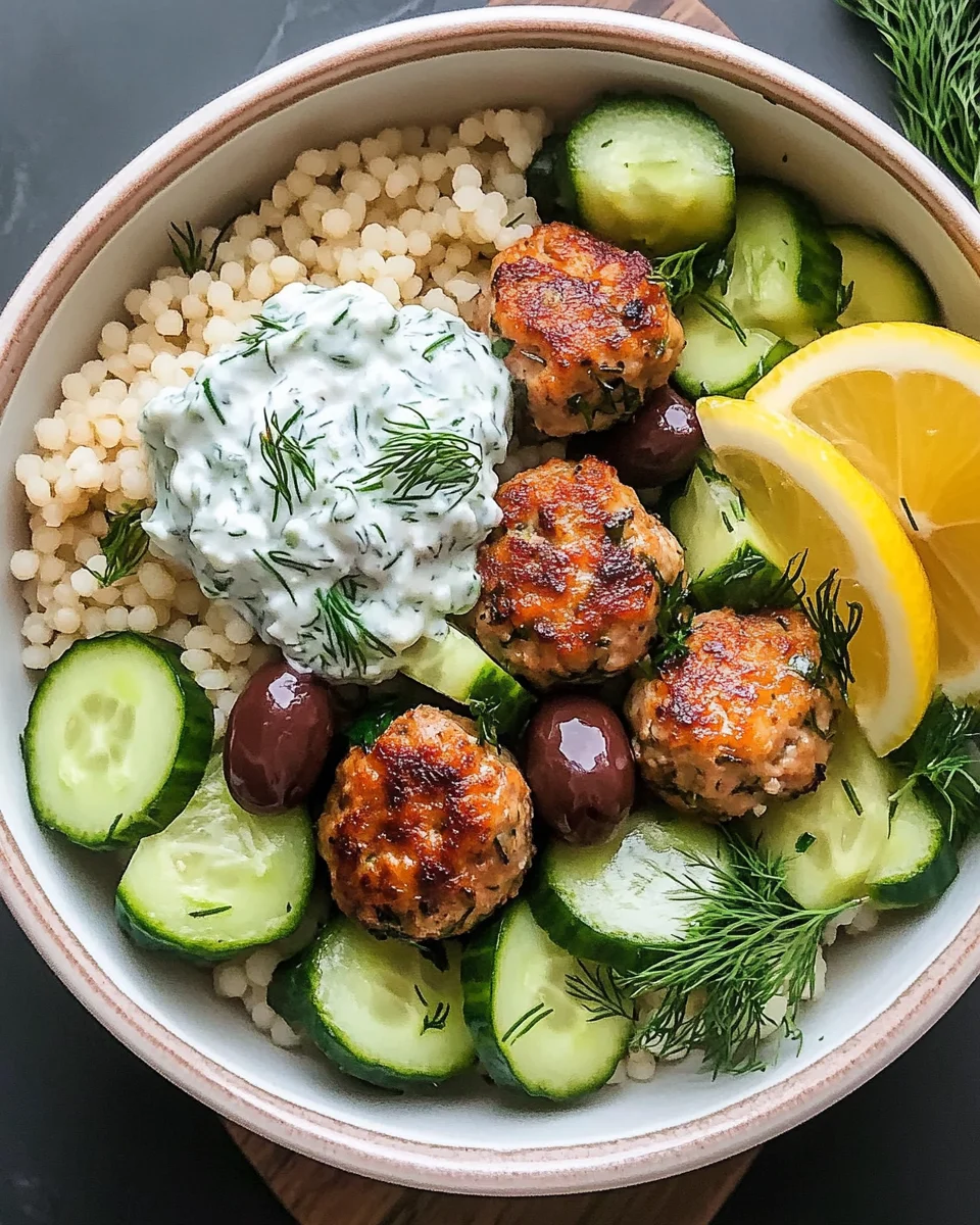 Mediterranean Bowl With Turkey Meatballs