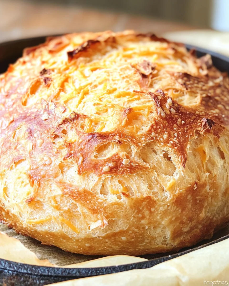 No Knead Cheddar Bread in the Dutch Oven