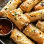 Oven Fried Feta Rolls with Chili Honey