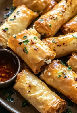 Oven Fried Feta Rolls with Chili Honey