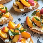 Peach Bruschetta with Goat Cheese and Honey