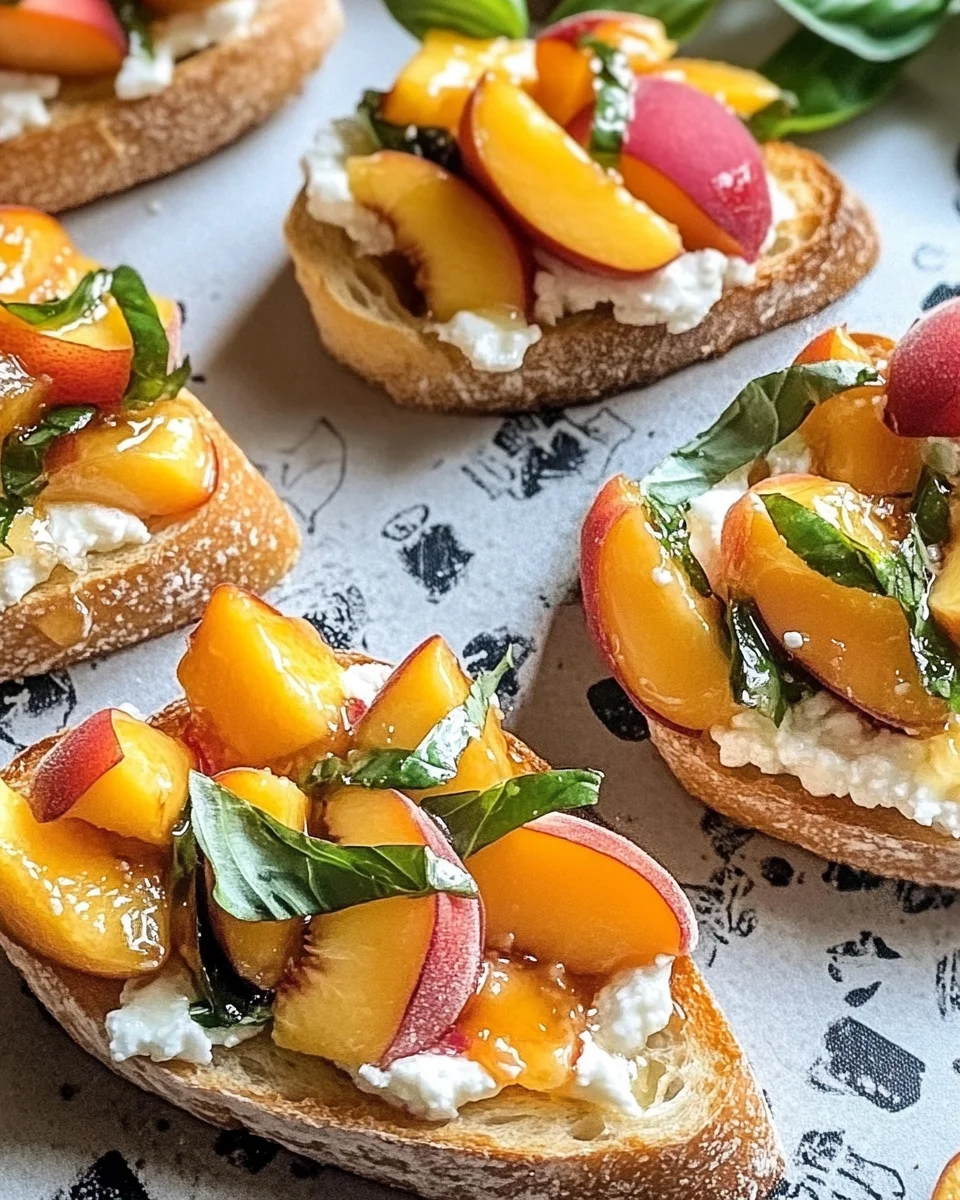 Peach Bruschetta with Goat Cheese and Honey