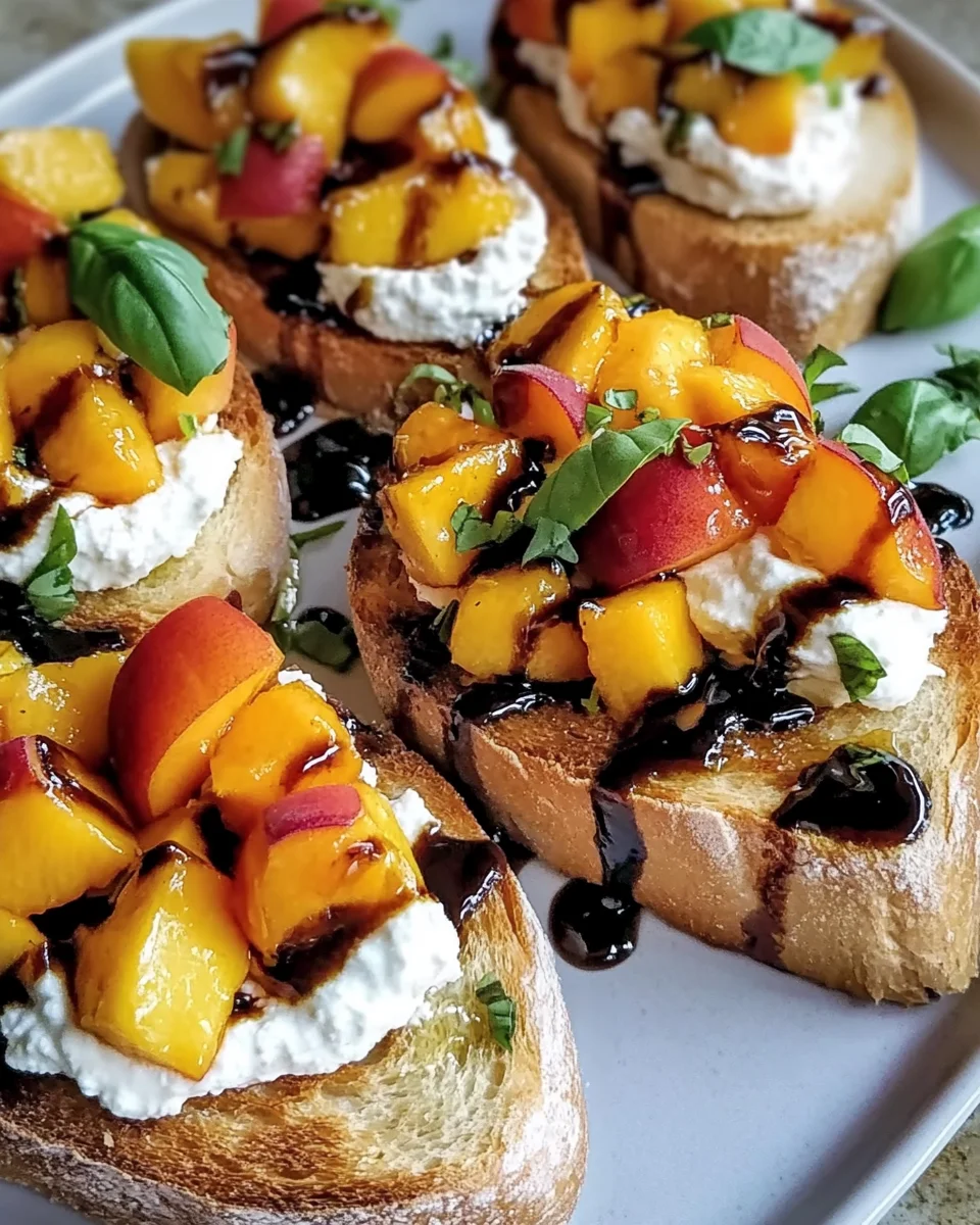 Quick Peach Bruschetta with Whipped Ricotta