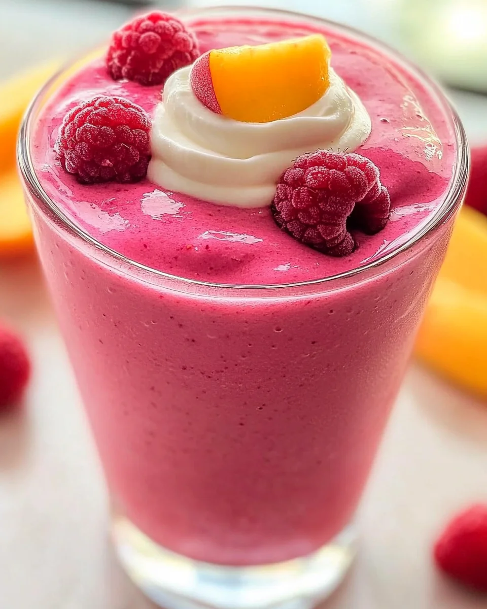 Raspberry Pec Raspberry Peach Smoothie