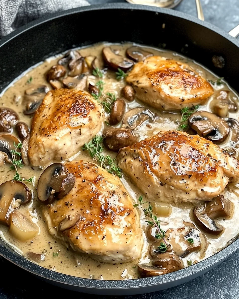Skillet Chicken and Mushroom Wine Sauce