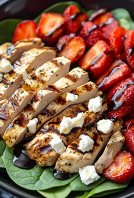 Strawberry Spinach Grilled Chicken Salad with Balsamic Glaze