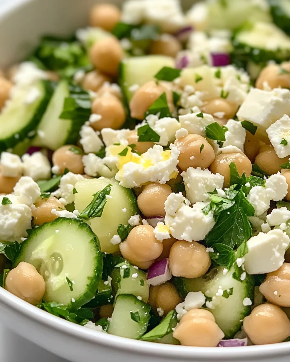 Tasty Chickpea Cucumber Feta Salad