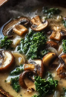 Wild Mushroom, Caramelized Onion and Kale Soup - Homefoodkitchen