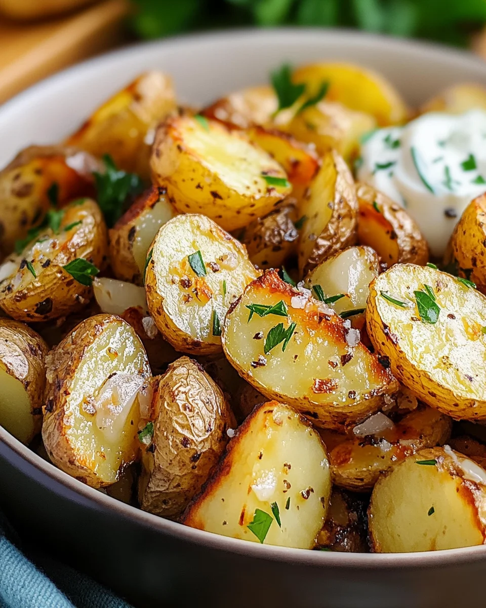 crispy garlic roasted potato salad
