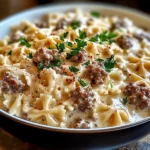 Beef and Bowtie Pasta with Alfredo Sauce