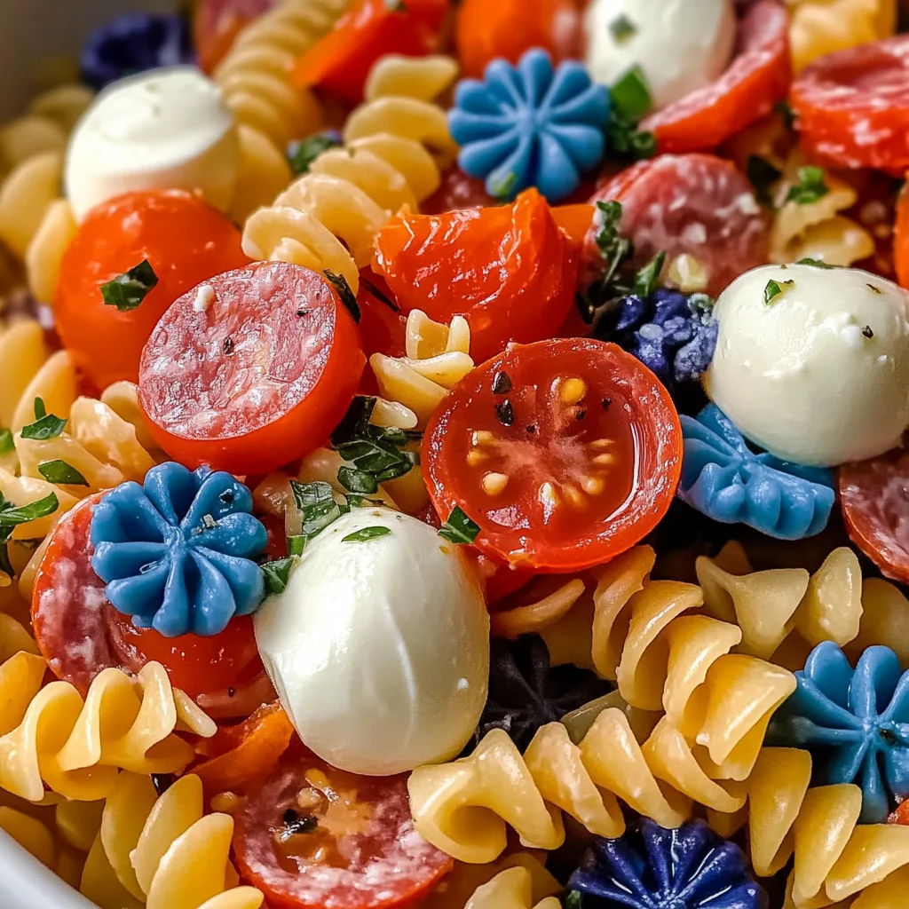 Chilled 4th of July Pasta Salad