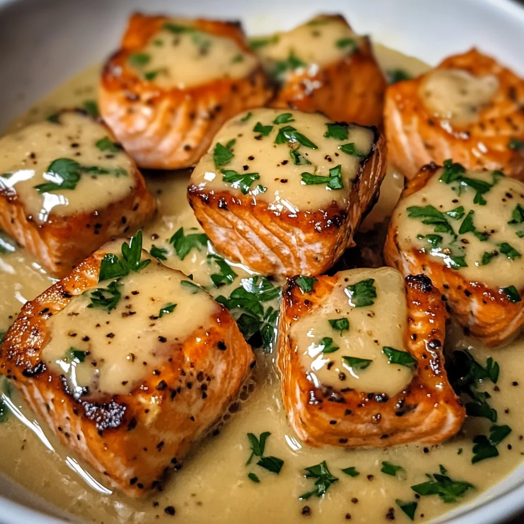 Creamy Garlic Butter Salmon Bites