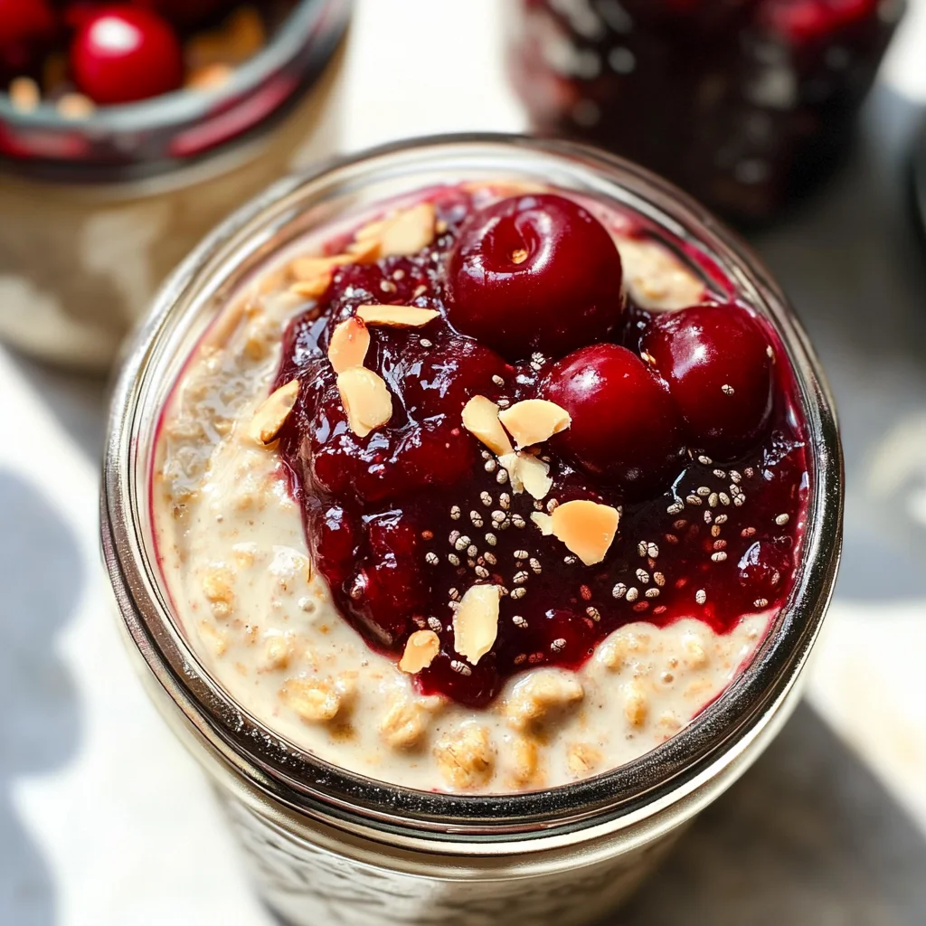 Healthy Overnight Oats with Cherry Chia Seed Jam