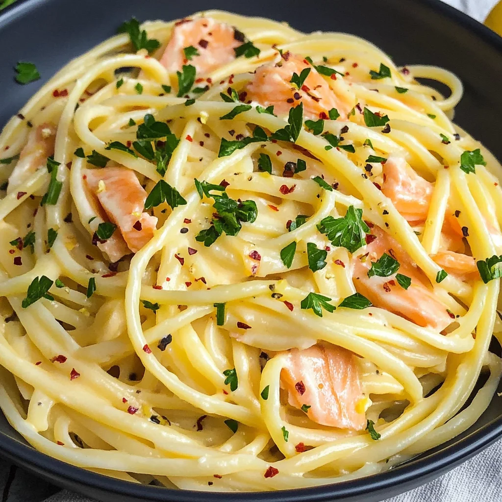 Lemon Butter Salmon Pasta