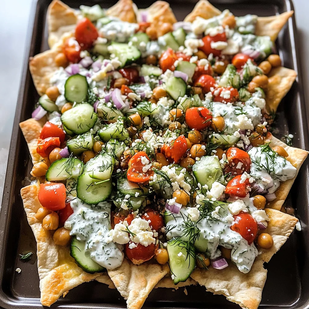 Loaded Vegetarian Greek Pita Nachos