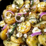 Quick smashed Greek potatoes with feta and rosemary
