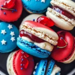Red, White, & Blue Cherry Cheesecake Macarons