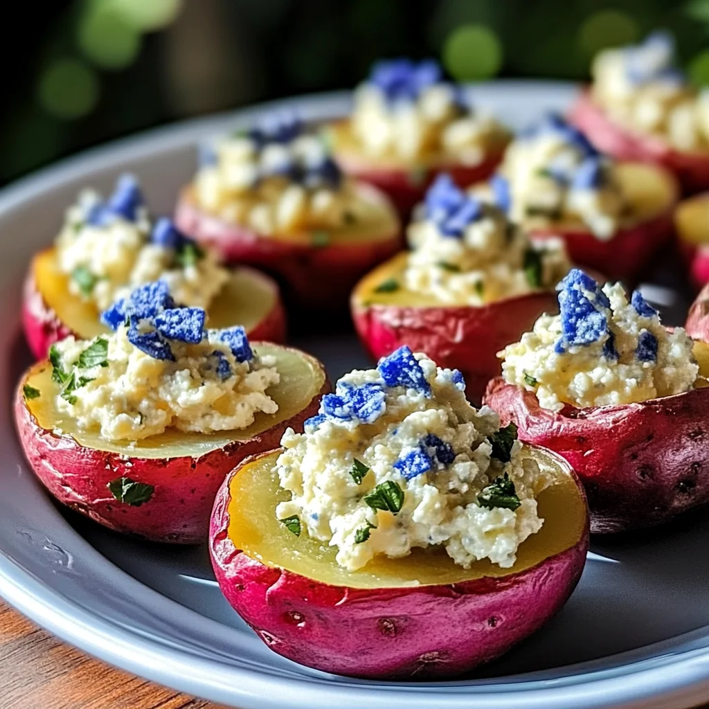 Red, White, and Blue Deviled Potatoes