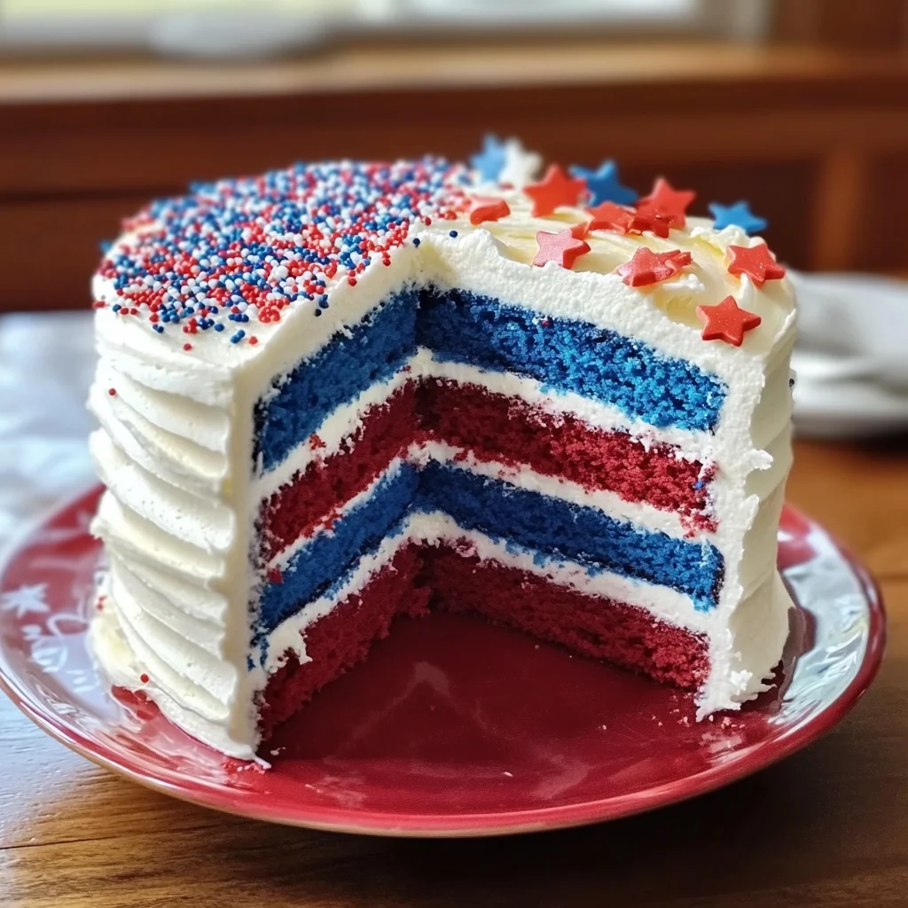 Red, White and Blue Layered Flag Cake