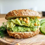 Smashed Chickpea Avocado Dill Pickle Sandwiches