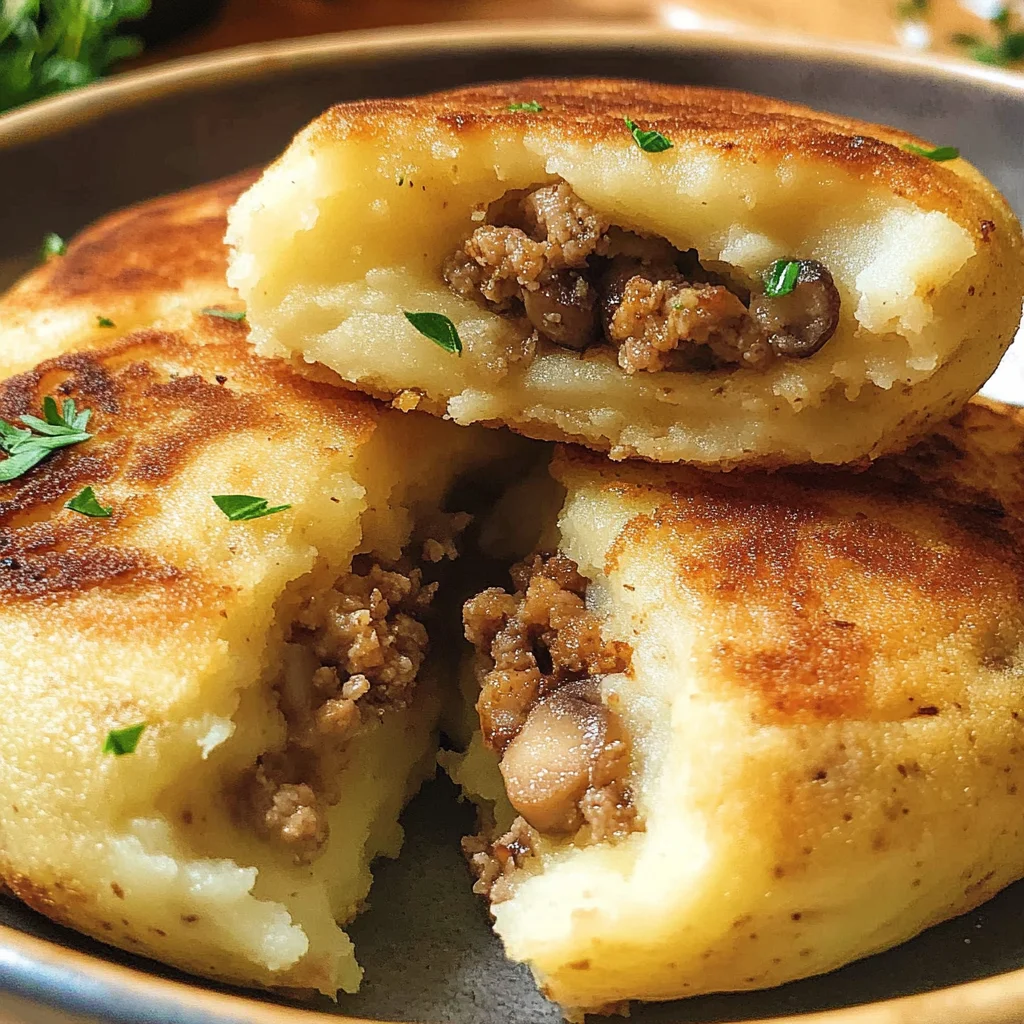 Stuffed Potato Cakes (Meat, Mushrooms)