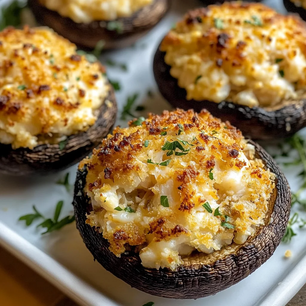 Tasty Crab Stuffed Portobello Mushrooms