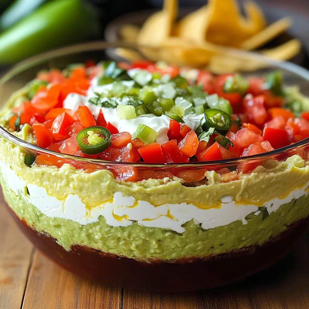 Triple Layer Guacamole Creamy Cotija and Confetti Salsa Party Dip