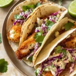 Air Fryer Fish Tacos with Cilantro Lime Slaw