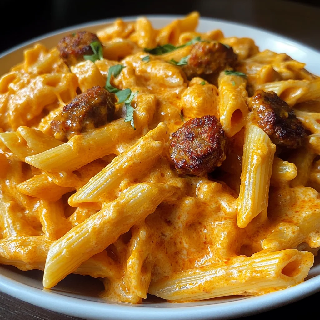 Creamy Cheddar Buffalo Sausage Pasta