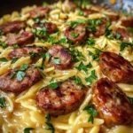 Creamy Smoky Garlic Butter Cheddar Sausage Orzo