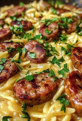 Creamy Smoky Garlic Butter Cheddar Sausage Orzo