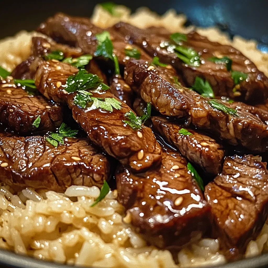 Honey Garlic Butter Steak and Rice Skillet