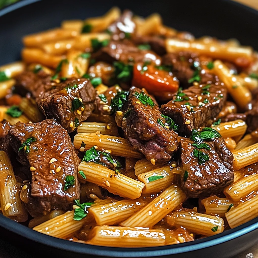 One-Pan Spicy Honey Garlic Steak Pasta