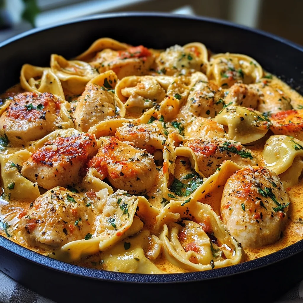 One-Pot Spicy Garlic Butter Chicken Tortellini