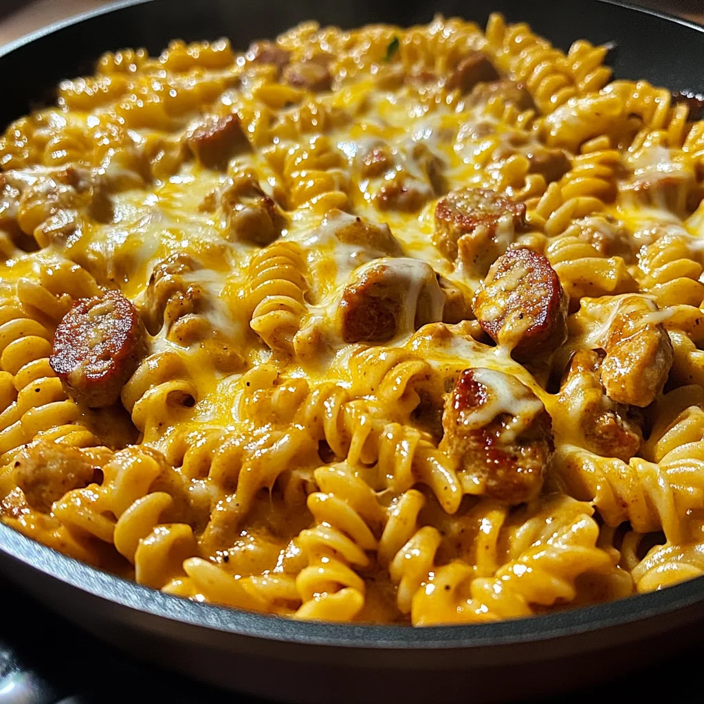 One-Skillet Creamy Smoky BBQ Chicken & Sausage Pasta