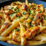 One Pan Spicy Garlic Butter BBQ Ranch Chicken Pasta