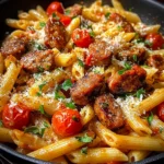 One Pan Spicy Sweet Chili Garlic Butter Sausage Penne