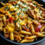 One Pot Creamy Smoky Cajun BBQ Chicken Pasta Skillet
