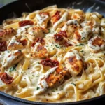 Spicy Smoky Mozzarella Chicken Alfredo Pasta Skillet