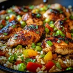 Sticky Honey Cajun Chicken Rice Skillet