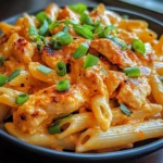 Sticky Spicy Buffalo Ranch Pepper Jack Chicken Pasta