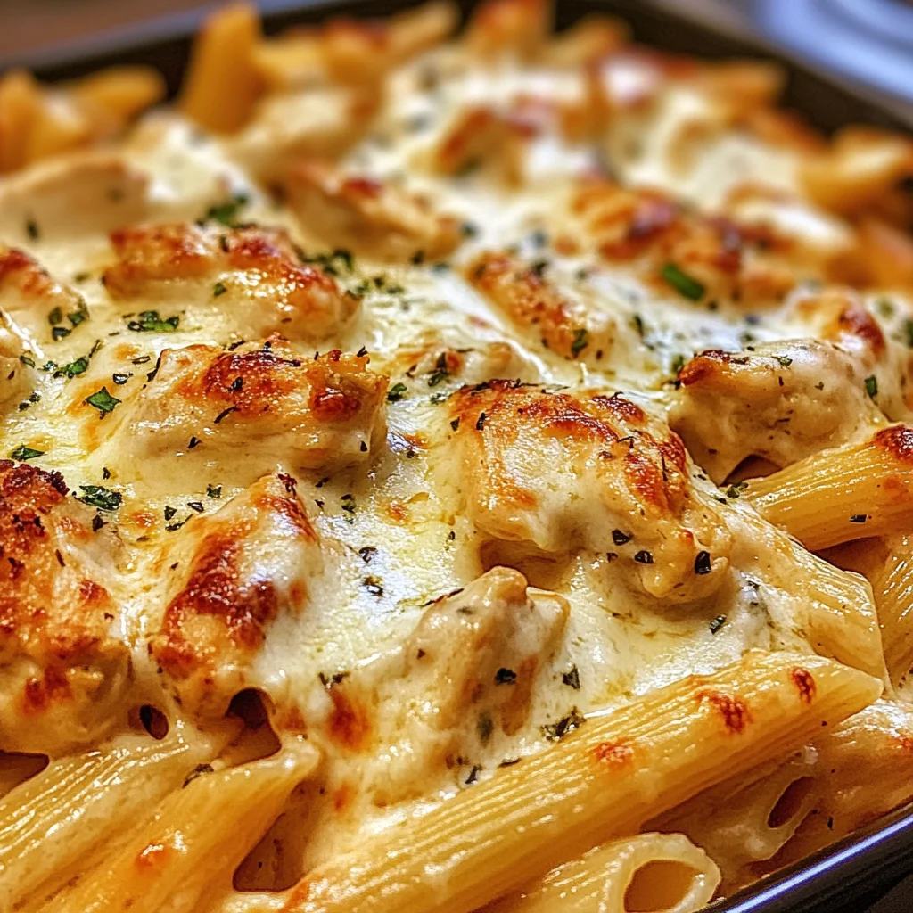 Baked Creamy Chicken Mozzarella Pasta