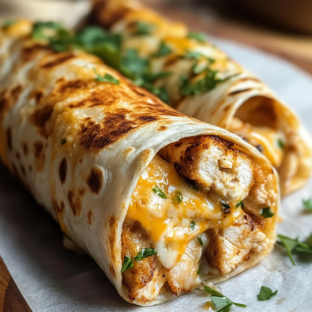 Cheesy Garlic Chicken Wraps