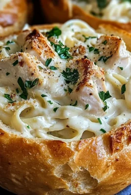 Chicken Alfredo Garlic Bread Bowls