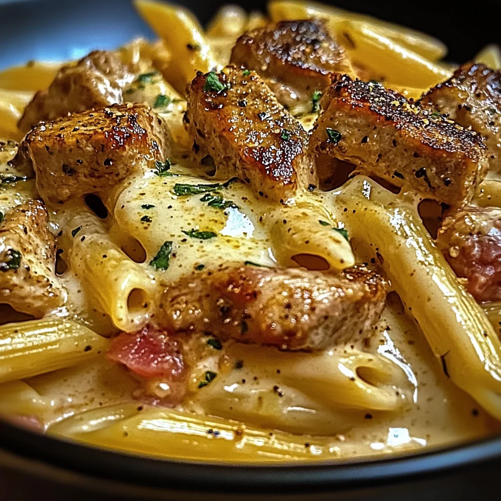 Creamy Cajun Steak Penne Pasta