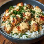 Creamy Garlic Chicken Rice Bowls