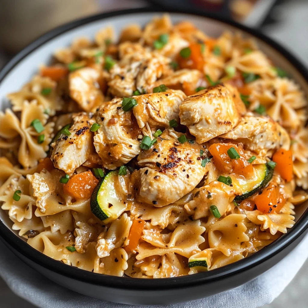 Creamy, Spicy Chicken Pasta with Summer Vegetables