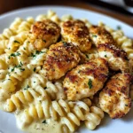 Garlic Parmesan Chicken Bites with Creamy Rotini